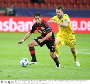 Leverkusen, UEFA Fussball, Herren, Champions League, Saison 2015 2016,Gruppe E, Bayer 04 Leverkusen vs Bate Baryssau, 16.09.2015, BayArena Leverkusen, Javier Hernandez Balcazar , Bayer 04 Leverkusen , Nemanja MIlunovic,