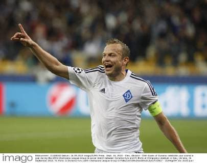 Sept. 16, 2015 - Kiev, Ukraine - Oleh Gusev of Dynamo celebrate your scored a goal during the UEFA Champions League Group G soccer match between Dynamo Kyiv and FC Porto at Olimpiyskyi stadium in Kiev, Ukraine, 16 September 2015. FC Porto vc Dynamo Kyiv,UEFA Champions League Group G - ZUMAg194