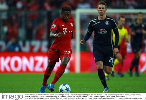 UEFA Champions League, Bayern Munich - GNK Dinamo Zagreb 29.09.2015., Allianz Arena, Munich, Germany - UEFA Champions League, Group F, 2nd round, Bayern Munich - GNK Dinamo Zagreb. David Alaba, Marko Pjaca. DaliborxUrukalovic PIXSELL