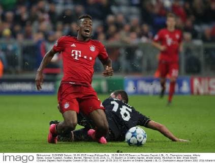 29.09.2015,FC Bayern vs Dinamo Zagreb,1.BL, CL, Champions League, Allianz Arena, Soccer Fussball, Football, Herren, Männer 29.09.2015, CL, FC Bayern vs Dinamo Zagreb, Allianz Arena, München im Bild: Arijan Ademi (Dinamo Zagreb) fault Kingsley Coman (FCB)