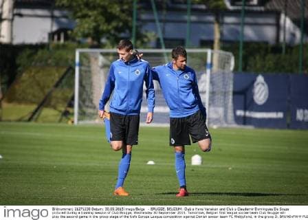 - BRUGGE, BELGIUM: Club s Hans Vanaken and Club s Claudemir Domingues De Souza pictured during a training session of Club Brugge, Wednesday 30 September 2015. Tomorrow, Belgian first league soccer team Club Brugge will play the second game in the group stage of the Uefa Europa League competition against Danish soccer team FC Midtjylland, in the gruop D. BRUNOxFAHY x04711002x