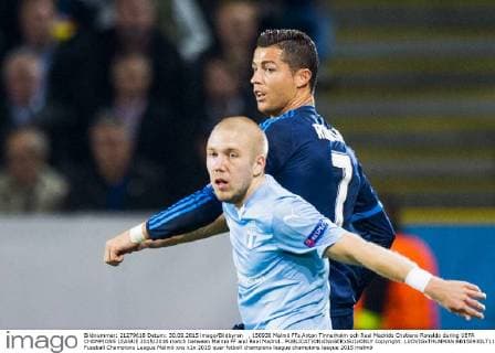 , 150930 Malmö FFs Anton Tinnerholm och Real Madrids Cristiano Ronaldo during UEFA CHAMPIONS LEAGUE 2015 2016 match between Malmö FF and Real Madrid.. Copyright: LUDVIGxTHUNMAN BB150930LT115