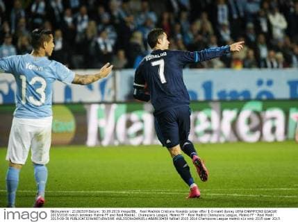 Real Madrids Cristiano Ronaldo jublar efter 1-0 malet during UEFA CHAMPIONS LEAGUE 2015 2016 match between Malmö FF and Real Madrid.. Champions League, Malmö FF - Real Madrid Champions League, Malmö FF - Real Madri 2015-09-30 xNILSSONxDANIELx AB88030459