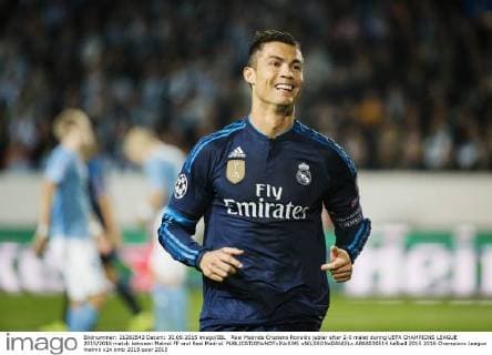 Real Madrids Cristiano Ronaldo jublar efter 2-0 malet during UEFA CHAMPIONS LEAGUE 2015 2016 match between Malmö FF and Real Madrid. xNILSSONxDANIELx AB88030514
