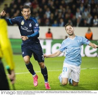 Real Madrids Cristiano Ronaldo jublar efter 2-0 malet during UEFA CHAMPIONS LEAGUE 2015 2016 match between Malmö FF and Real Madrid. xNILSSONxDANIELx AB88030622