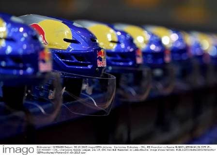 Ice hockey Eishockey - CHL, RB Muenchen vs Rauma MUNICH,GERMANY,06.OCT.15 - ICE HOCKEY - CHL, Champions Hockey League, play off, EHC Red Bull Muenchen vs Lukko Rauma. Image shows helmets. GEPAxpictures xFlorianxErtl
