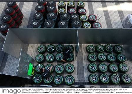 Motorsports: FIA Formula One World Championship WM Weltmeisterschaft 2015, Grand Prix of Russia, Pirelli, tire, tires, tyre, tyres, wheel, wheels, Reifen, Rad, feature xHOCHxZWEIx