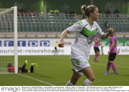 Fußball, UWCL, VfL Wolfsburg - ZFK Spartak Subotica; Verena Faißt (Wolfsburg, 22) Jubel, Torjubel, Freude, Emotion, Torerfolg, Aktion, action, goal, goal celebration, celebrates. xtgx