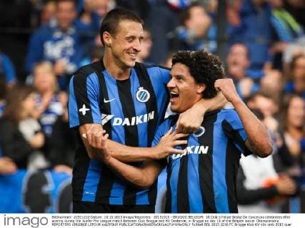 20151018 - BRUGGE;BELGIUM: 18 Club s Felipe Gedoz Da Conceicao celebrates after scoring during the Jupiler Pro League match between Club Brugge and KV Oostende, in Brugge on day 11 of the Belgian soccer Championship. REPORTERS VIRGINIE LEFOUR xxLEFOUR
