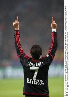 Leverkusen, Fussball, UEFA Champions League, Saison 2015 2016, Bayer 04 Leverkusen vs AS Rom, 20.10.2015, Bayarena Leverkusen,Chicharito, Javier Hernandez, , Bayer 04 Leverkusen, Aktion, Einzelbild jubel