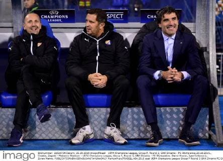 UEFA Champions League, Group F, Round 3, GNK Dinamo - FC Olympiakos 20.10.2015., Croatia, Zagreb - Maksimir Stadium - UEFA Champions League, Group F, Round 3, GNK Dinamo - FC Olympiakos. Damir Krznar, Igor Cvitanovic, Zoran Mamic. MarkoxPrpic PIXSELL