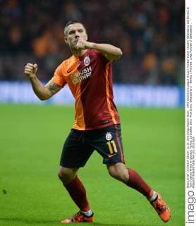 UEFA Champions League Group C football match between Galatasaray and Benfica at Turk Telekom Arena in Istanbul, Turkey, 21 October 2015. Final Score: Galatasaray 2 - Benfica 1 Pictured: Lukas Podolski of Galatasaray .
