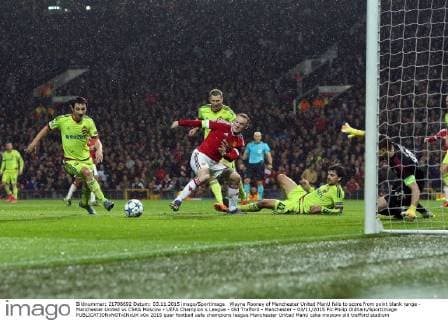 Wayne Rooney of Manchester United ManU fails to score from point blank range - Manchester United vs CSKA Moscow - UEFA Champion s League - Old Trafford - Manchester - 03 11 2015 Pic Philip Oldham SportImage EDITORIAL USE ONLY. No use with unauthorised audio, video, data, fixture lists, club league logos or live services. Online in-match use limited to 120 images, no video emulation. No use in betting, games or single club league player publications.