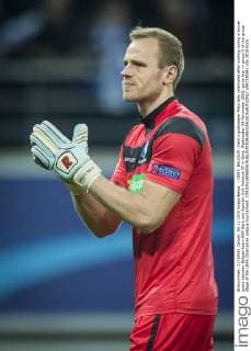 - GENT, BELGIUM: Gent s goalkeeper Matz Sels celebrates after scoring during a soccer game between Belgian team KAA Gent and Spanish club Valencia CF in Gent, Wednesday 04 November 2015, game four in group H of the group stage of the UEFA Champions League tournament. YORICKxJANSENS x04733534x