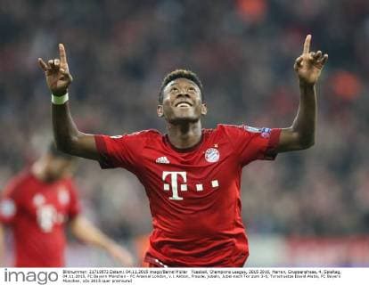 Fussball, Champions League, 2015 2016, Herren, Gruppenphase, 4. Spieltag, 04.11.2015, FC Bayern München - FC Arsenal London, v.l. Aktion, Freude, jubeln, Jubel nach Tor zum 3-0, Torschuetze David Alaba, FC Bayern München,