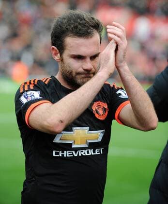 Juan Mata of Manchester United ManU applauds the fans at the end of the game - Barclays Premier League - Stoke City vs Manchester United - Britannia Stadium - Stoke on Trent - England - 26th December 2015 - Pic Robin Parker Sportimage EDITORIAL USE ONLY. No use with unauthorised audio, video, data, fixture lists, club league logos or live services. Online in-match use limited to 120 images, no video emulation. No use in betting, games or single club league player publications. DSC_3141