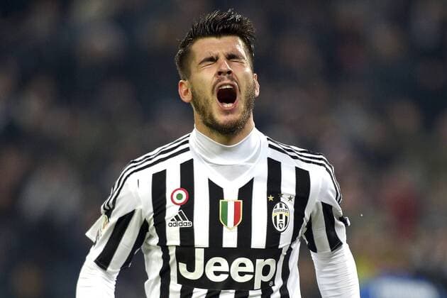 Alvaro Morata Juventus 2-0, goal celebration, Torino 27-01-2016, Juventus Stadium, Football Calcio 2015 2016 Coppa Italia, Juventus - Inter, filippoxalfero