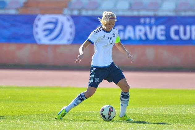 Pernille M. Harder (Kapitän Dänemark) Albufeira, Portugal, 02.03.2016 - Fussball, Frauenfussball, Algarve Cup 2016, Kanada - Dänemark, Fussball, Frauenfussball, Algarve Cup 2016, Kanada - Dänemark, xKLx