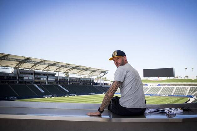 February 25, 2015 - Carson, California, United States: The LA Galaxy newly acquired Belgian defender Jelle Van Damme at the StubHub Center, a multiple-use sports complex located on the campus of California State University, Dominguez Hills, 10 miles south of Downtown Los Angeles. The $150 million complex was developed and is operated by the Anschutz Entertainment Group. With a set capacity of 27,000, it is the second-largest soccer-specific stadium in Major League Soccer. Its primary tenant is LA Galaxy. Van Damme captained Standard Liege, for which he made 205 appearances since joining the team in 2011. He has also had stints with Germinal Beerschot (Belgium), Ajax (Netherlands), Southampton (England), Werder Bremen (Germany), Anderlecht (Belgium) and Wolverhampton Wanderers (England) and has made 30 appearances for the Belgium national team Nationalteam While at Anderlecht he was involved in a controversial racial incident when U.S. national team defender Oguchi Onyewu, an African American then with Standard Liege, accused Van Damme of calling him a dirty monkey. Onyewu sued Van Damme but the case was withdrawn after the players met and Van Damme apologized. Van Damme can play both on the back line and in the midfield. (Nancy Pastor Polaris) PICTURE NOT INCLUDED IN THE CONTRACTS local caption 05389710 Belgian defender Jelle Van Damme joins LA Galaxy PhotoNews Polaris, 05389710