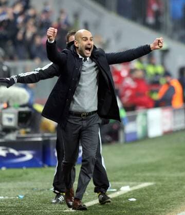 Fussball, Champions League, 2015 2016, Herren, Achtelfinale, Rückspiel, 16.03.2016, FC Bayern München - Juventus Turin 4-2, nach Verlängerung, v.l. Aktion, Freude, jubeln, Jubel nach Tor zum 4-2, Trainer Pep Guardiola, FC Bayern München, xklausxschillingerx