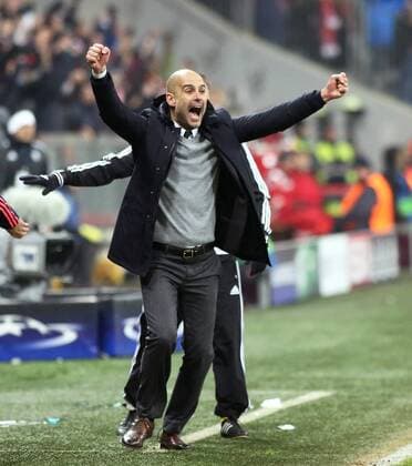 Fussball, Champions League, 2015 2016, Herren, Achtelfinale, Rückspiel, 16.03.2016, FC Bayern München - Juventus Turin 4-2, nach Verlängerung, v.l. Aktion, Freude, jubeln, Jubel nach Tor zum 4-2, Trainer Pep Guardiola, FC Bayern München, xklausxschillingerx