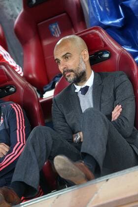 Madrid 27.04.2016, Estadio Vicente Calderon, Madrid, ESP, UEFA CL, Atletico Madrid vs FC Bayern Muenchen, Halbfinale, Hinspiel, im Bild FC Bayern Munchen s coach Pep Guardiola during the UEFA Champions League semi Final, 1st Leg match between Atletico Madrid and FC Bayern Munich at the Estadio Vicente Calderon in Madrid, Spain on 2016 04 27. Copyright: Eibner-Pressefoto EX_ACE