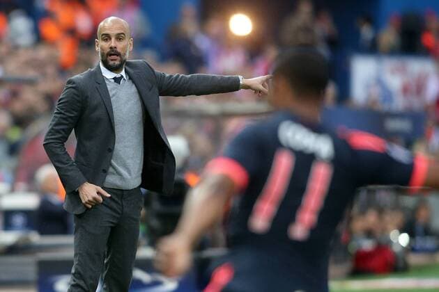 Madrid 27.04.2016, Estadio Vicente Calderon, Madrid, ESP, UEFA CL, Atletico Madrid vs FC Bayern Muenchen, Halbfinale, Hinspiel, im Bild FC Bayern Munchen s coach Pep Guardiola during the UEFA Champions League semi Final, 1st Leg match between Atletico Madrid and FC Bayern Munich at the Estadio Vicente Calderon in Madrid, Spain on 2016 04 27. Copyright: Eibner-Pressefoto EX_ACE