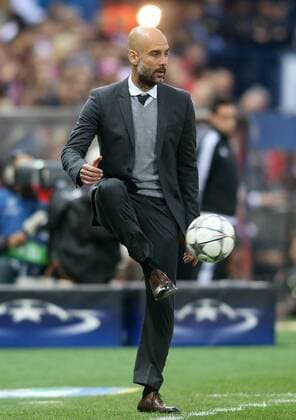Madrid 27.04.2016, Estadio Vicente Calderon, Madrid, ESP, UEFA CL, Atletico Madrid vs FC Bayern Muenchen, Halbfinale, Hinspiel, im Bild FC Bayern Munchen s coach Pep Guardiola during the UEFA Champions League semi Final, 1st Leg match between Atletico Madrid and FC Bayern Munich at the Estadio Vicente Calderon in Madrid, Spain on 2016 04 27. Copyright: Eibner-Pressefoto EX_ACE