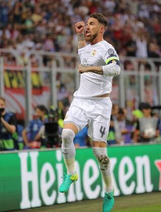 Sergio RAMOS, Real Madrid 4 Torjubel, Jubel nach dem Tor zum 1-0 Jubel, Freude, Emotionen, Feiern, Lachen, jubelt, freuen, reisst die Arme hoch, ballt die Faust REAL MADRID - ATLETICO MADRID Fussball UEFA Champions League, Final, Milano, Italy, June 28th, 2016 CL Saison 2015 2016