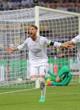 Sergio RAMOS, Real Madrid 4 Torjubel, Jubel nach dem Tor zum 1-0 Jubel, Freude, Emotionen, Feiern, Lachen, jubelt, freuen, reisst die Arme hoch, ballt die Faust REAL MADRID - ATLETICO MADRID Fussball UEFA Champions League, Final, Milano, Italy, June 28th, 2016 CL Saison 2015 2016