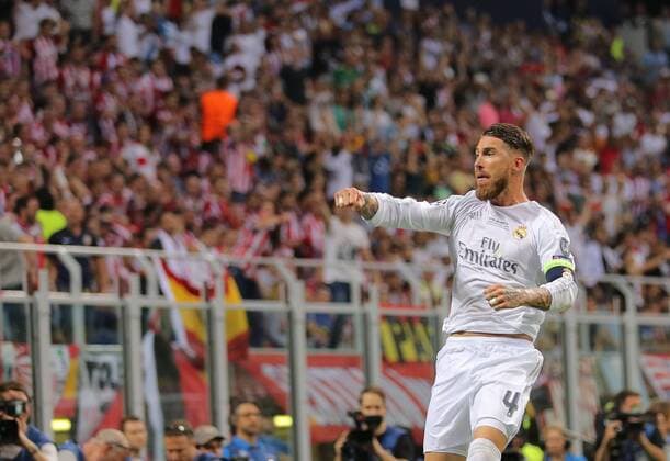 Sergio RAMOS, Real Madrid 4 Torjubel, Jubel nach dem Tor zum 1-0 Jubel, Freude, Emotionen, Feiern, Lachen, jubelt, freuen, reisst die Arme hoch, ballt die Faust REAL MADRID - ATLETICO MADRID Fussball UEFA Champions League, Final, Milano, Italy, June 28th, 2016 CL Saison 2015 2016
