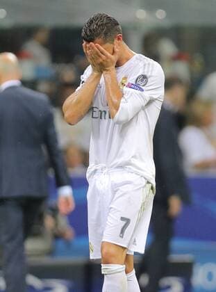Cristiano RONALDO, Real Madrid 7 Emotionen, enttaeuscht, Enttaeuschung, Frust, frustriert, Trauer ,traurig, verzweifelt, Verzweiflung REAL MADRID - ATLETICO MADRID Fussball UEFA Champions League, Final, Milano, Italy, June 28th, 2016 CL Saison 2015 2016