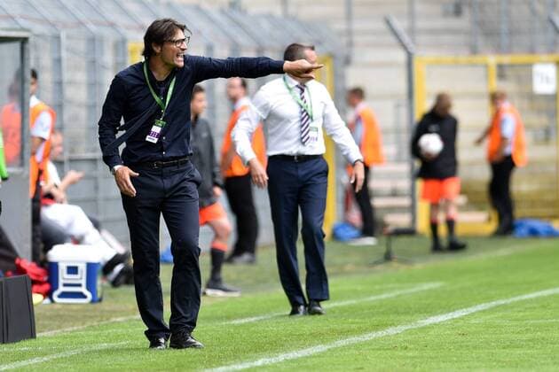 GER, UEFA U19 EURO 2016, Halbfinale, England (ENG) vs Italien (ITA) 21.07.2016, Hardtwaldstadion, Sandhausen, GER, UEFA U19 EURO 2016, Play-Off, im Bild: Paolo Vanoli (Trainer, Italien Italy (ITA) mit Emotionen nordphotox xFabisch