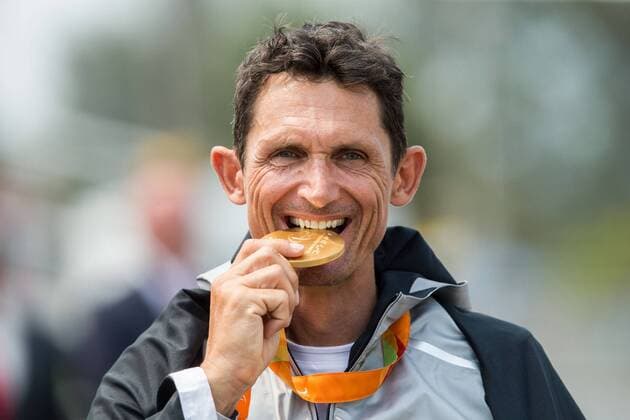 14.09.2016, Pontal, Rio de Janeiro, BRA, Rio 2016, Paralympische Sommerspiele, Handbike, Zeiitfahren, Herren, im Bild Winner Michael Teuber of Germany celebrates during the Men s Time Trial H5 of Cycling Road of the 2016 Rio Summer Paralympics at the Pontal in Rio de Janeiro, Brazil on 2016 09 14. Rio de Janeiro EP_stida