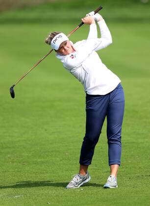 BEIJING, CHINA - SEPTEMBER 29: Brooke M. Henderson of Canada in action during the 1st round of the 2016 Reignwood LPGA Golf Damen Classic at Reignwood golf club on September 29, 2016 in Beijing, China. CFP492963935