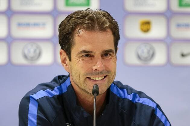 Ralf Kellermann (Trainer, coach, manager Wolfsburg) Porträt, Portrait Pressekonferenz, Presserunde, PK, press conference PK Pressekonferenz lacht, lachen, zufrieden, glücklich, entspannt, Fussball, UEFA Women s Champions League, Abschlusstraining VfL Wolfsburg, xtgx