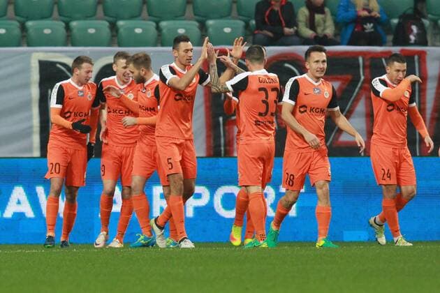 06.11.2016 WROCLAW , STADION MIEJSKI , FOOTBALL, LOTTO EKSTRAKLASA POLISH TOP LEAGUE, SLASK WROCLAW vs. KGHM ZAGLEBIE LUBIN: JAROSLAW KUBICKI , ARKADIUSZ WOZNIAK , DORDE COTRA , JAROSLAW JACH , LIBOMIR GULDAN , LUKASZ PIATEK , JAKUB TOSIK