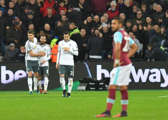 Juan Mata of Manchester United ManU celebrates scoring the opening goal during the Premier League match between West Ham United and Manchester United at the London Stadium, Queen Elizabeth Olympic Park , Stratford, England on 2 January 2017. Copyright: xVincexxMignottx 13590025