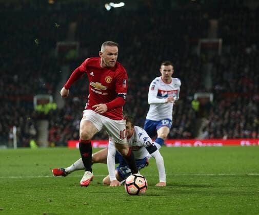 Wayne Rooney of Manchester United ManU in action during the English FA Cup fourth round match at Old Trafford Stadium, Manchester. Picture date: January 29th, 2017. Pic Simon Bellis Sportimage EDITORIAL USE ONLY. No use with unauthorised audio, video, data, fixture lists, club league logos or live services. Online in-match use limited to 120 images, no video emulation. No use in betting, games or single club league player publications.