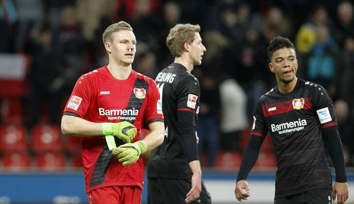 Leverkusen, Bayarena, 10.03.17: Torwart Bernd Leno (Bayer 04 Leverkusen) mit einer Verletzung an der Nase im Spiel der 1. Bundesliga zwischen Bayer 04 Leverkusen vs. Werder Bremen in der Saison 2016 2017.