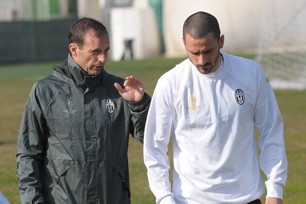 IPP20170313 Football - soccer: UEFA Champions League 2016 2017, Juventus Turin - FC Porto, allegri massimiliano allenatore juventus e bonucci leonardo (Hinweis: Verwendung nur in Deutschland - only Germany) xHOCHxZWEIx xItalyxPhotoxPressx