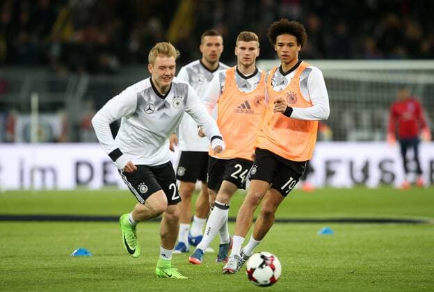 Fußball Länderspiel: Deutschland - England am 22.03.2017, International Friendly Länderspiel Germany - England, Signal Iduna Park Dortmund, Germany, xmdx, freundschaftsspiel, testspiel, germany, england, dfb, nationalmannschaft, die mannschaft, Julian BRANDT (20, Deutschland, Germany), Leroy SANE (19, Deutschland, Germany) Deutschland - England