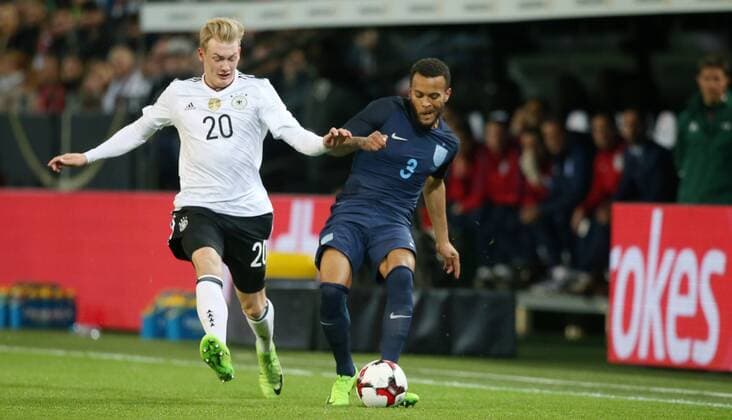 Fußball Länderspiel: Deutschland - England am 22.03.2017, International Friendly Länderspiel Germany - England, Signal Iduna Park Dortmund, Germany, xmdx, freundschaftsspiel, testspiel, germany, england, dfb, nationalmannschaft, die mannschaft, Julian BRANDT (20, Deutschland, Germany), Ryan Bertrand (3 ,Southampton, England) Deutschland - England