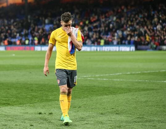 Arsenal s Mesut Ozil looks on dejected at the final whisle during the Premier League match at Selhurst Park Stadium, London. Picture date: April 10th, 2017. Pic credit should read: David Klein Sportimage EDITORIAL USE ONLY. No use with unauthorised audio, video, data, fixture lists, club league logos or live services. Online in-match use limited to 120 images, no video emulation. No use in betting, games or single club league player publications.