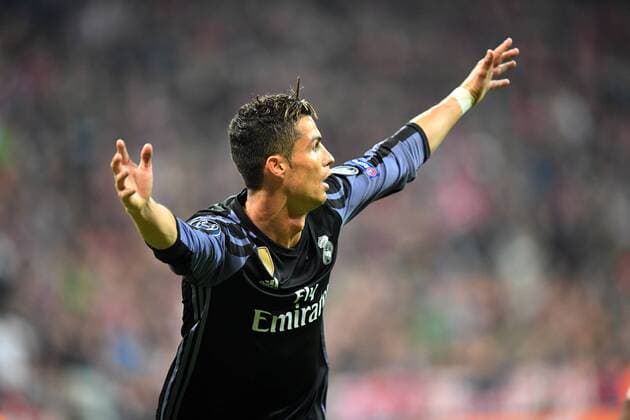 Fussball, UEFA Champions League, Saison 2016 2017, Viertelfinale, FC Bayern München vs Real Madrid, 12.04.2017, Allianzarena München, Christiano Ronaldo ,Real Madrid ,torjubel , Aktion, Einzelbild