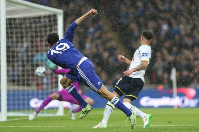 Diego Costa of Chelsea scores his goal to make it 2-0 during the Capital One Cup Final match between Chelsea and Tottenham Hotspur at Wembley Stadium, London, England on 1 March 2015. Copyright: xAndyxRowlandx 02750026