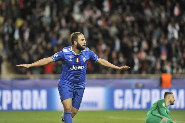 03.05.2017, Louis II, Monte Carlo, MCO, UEFA CL, AS Monaco vs Juventus Turin, Halbfinale, Hinspiel, im Bild Gonzalo Higuain of Juventus celebrates scoring their second goal Gonzalo Higuain of Juventus celebrates scoring their second goal during the UEFA Champions League semi final,1st leg match between AS Monaco and Juventus Turin at the Louis II in Monte Carlo, Monaco on 2017 05 03. Monte Carlo EP_fil
