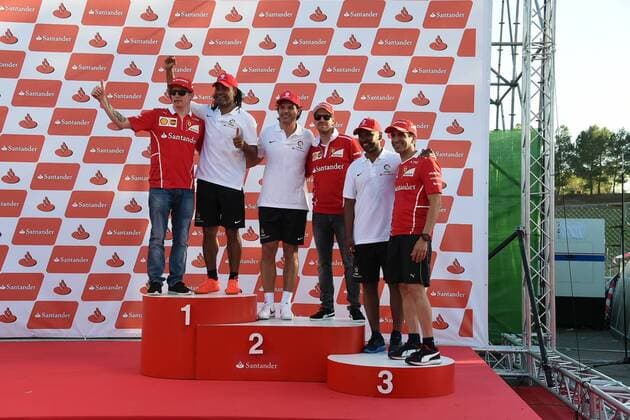 Formel 1, GP Spanien, Ferrari Promo-Event Ambiente antes del GP de F1 de Espana en el circuito de Montmeló. En la imagen, Sebastian Vettel, Fernando Morientes, Marc Gené, Kimi Raikkonen, Marcos Senna y Christian Karembeu. Atmosphere before Spain F1 GP at Montmeló circuit. In this picture, Sebastian Vettel, Fernando Morientes, Marc Gené, Kimi Raikkonen, Marcos Senna and Christian Karembeu. xRVxRacingxPressx RV RACING PRESS