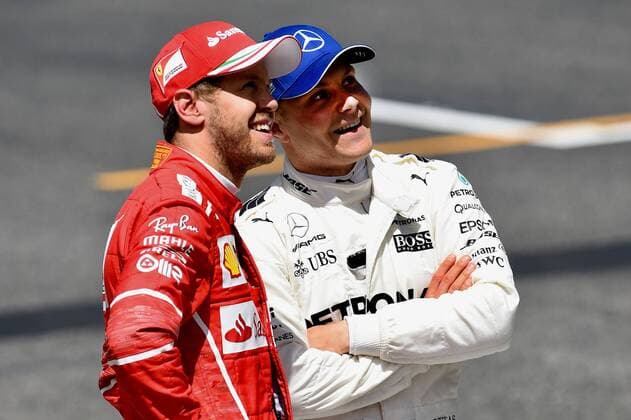 Sebastian Vettel (GER 5), Scuderia Ferrari, Valtteri Bottas (FIN 77), Mercedes AMG Petronas Motorsport, Lewis Hamilton (GB 44), Grosser Preis von Spanien 2017, Qualifying, Motorsport, Formel 1, 13.05.2017, Barcelona Copyright: xAndre Eibner-Pressefotox EP_JAE