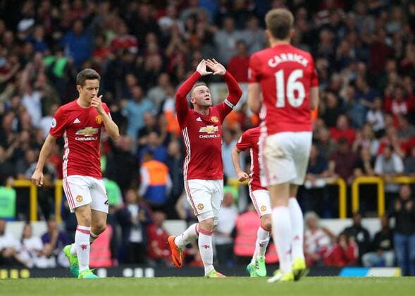 Manchester United ManU s Wayne Rooney celebrates his goal during the Premier League match at White Hart Lane Stadium, London. Picture date: May 14th, 2017. Pic credit should read: David Klein Sportimage EDITORIAL USE ONLY. No use with unauthorised audio, video, data, fixture lists, club league logos or live services. Online in-match use limited to 120 images, no video emulation. No use in betting, games or single club league player publications.